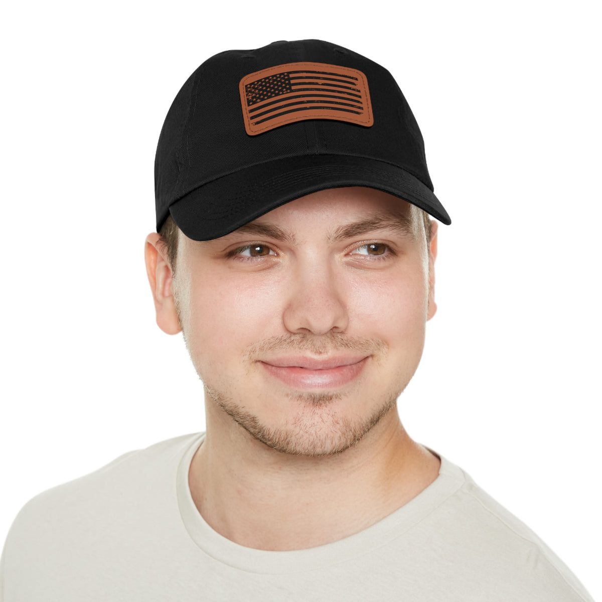 Flag Leather Patch Dad Hat