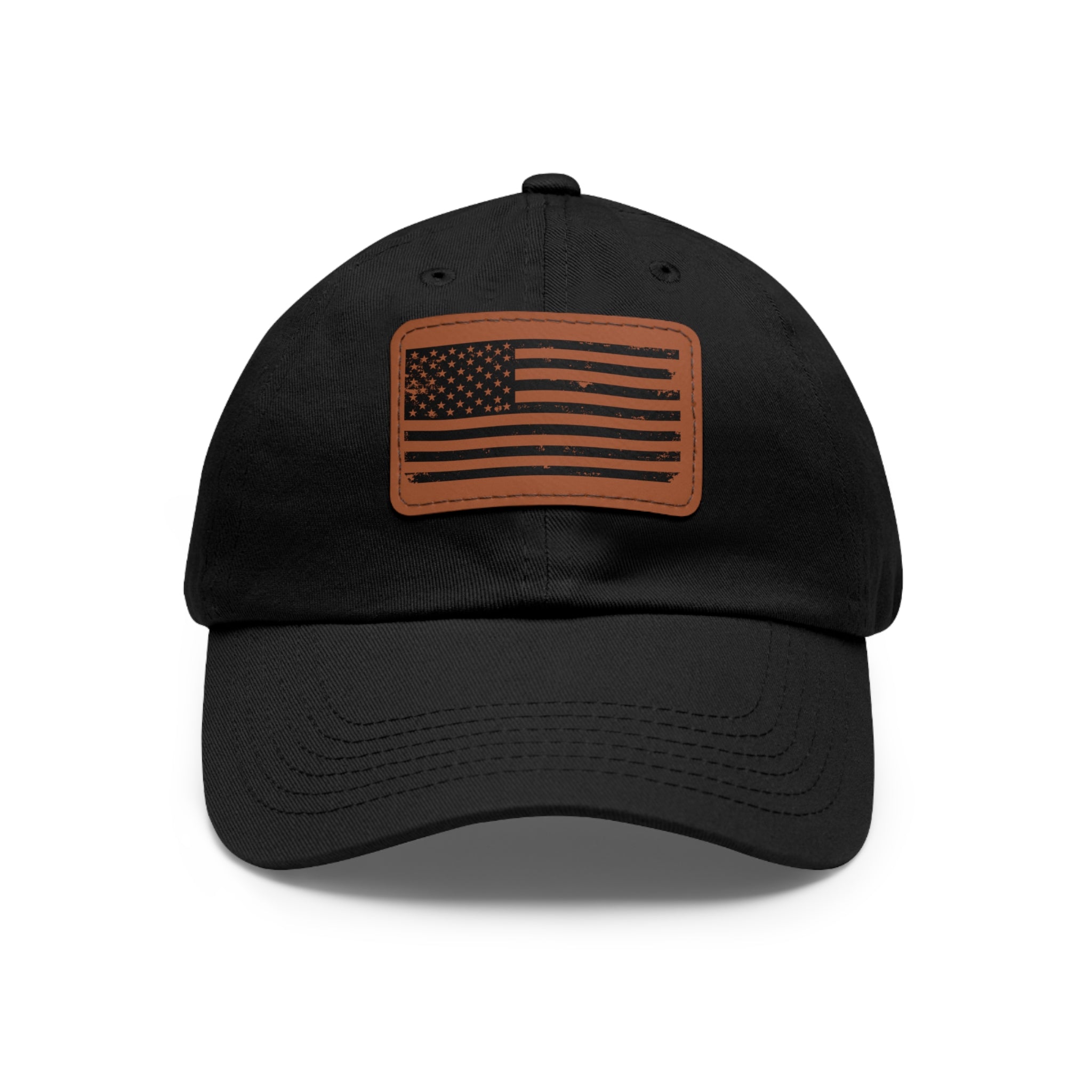 Flag Leather Patch Dad Hat