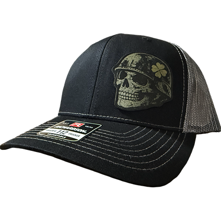 Lucky Patriot Left Skull Leather Patch Trucker Hat