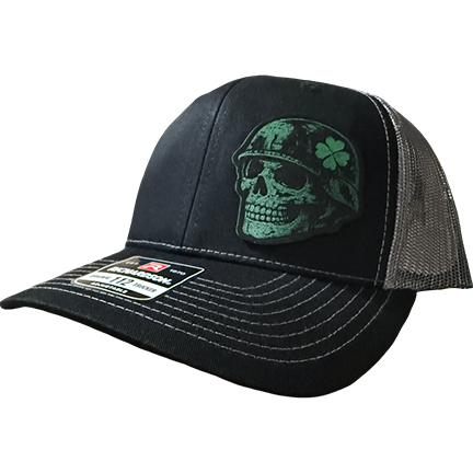 Lucky Patriot Left Skull Leather Patch Trucker Hat