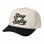 Stay Salty embroidered rope hat in Cream Black