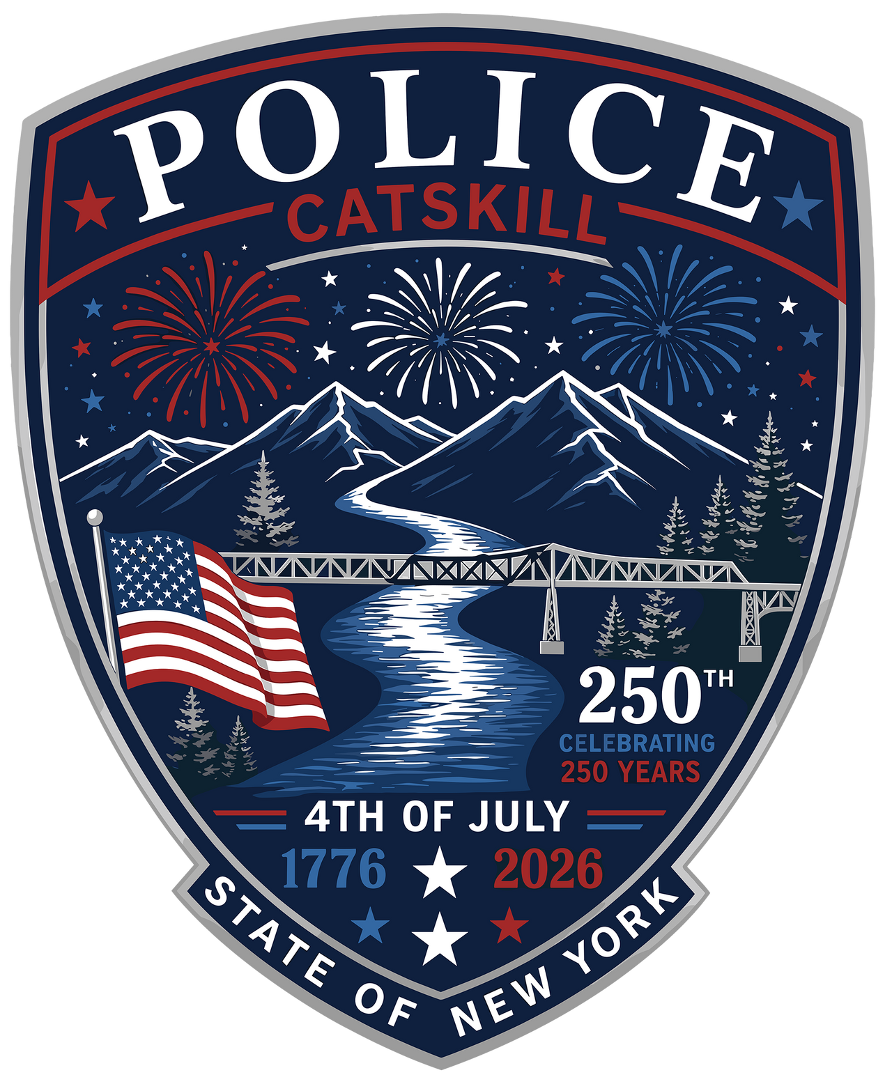 Catskill PBA July 4th 250th Anniversary Commemorative Patch (4" Woven)
