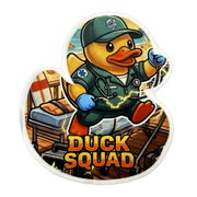 End of Shift Apparel Duck Squad EMS rubber duck vinyl sticker featuring a paramedic duck with a stethoscope.